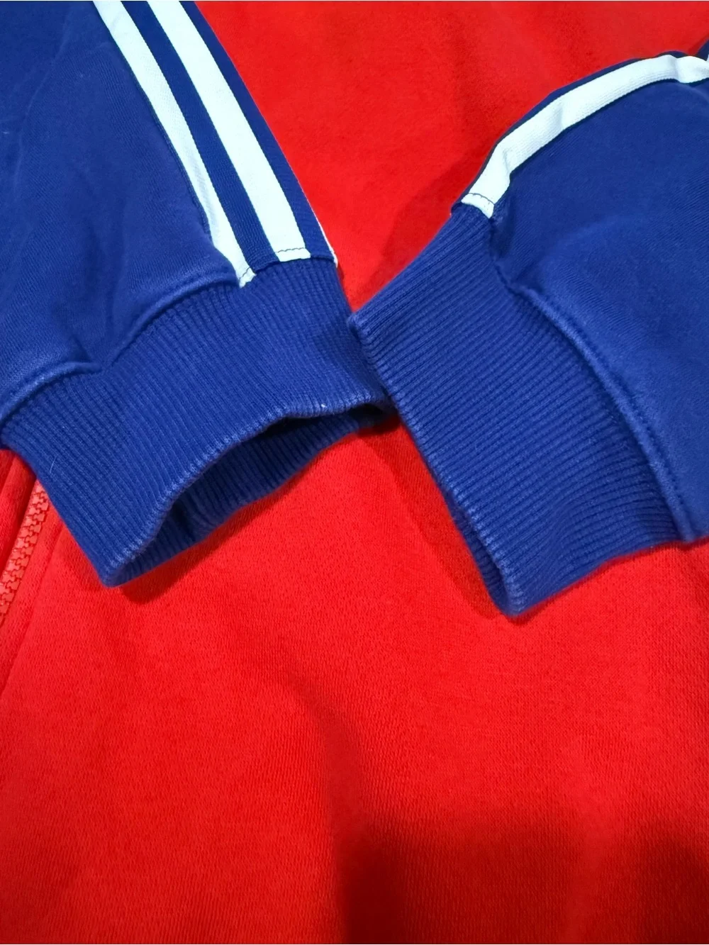 adidas FC Bayern Munchen Red Blue Bomber Track Jacket Three Stripes Men Size XL